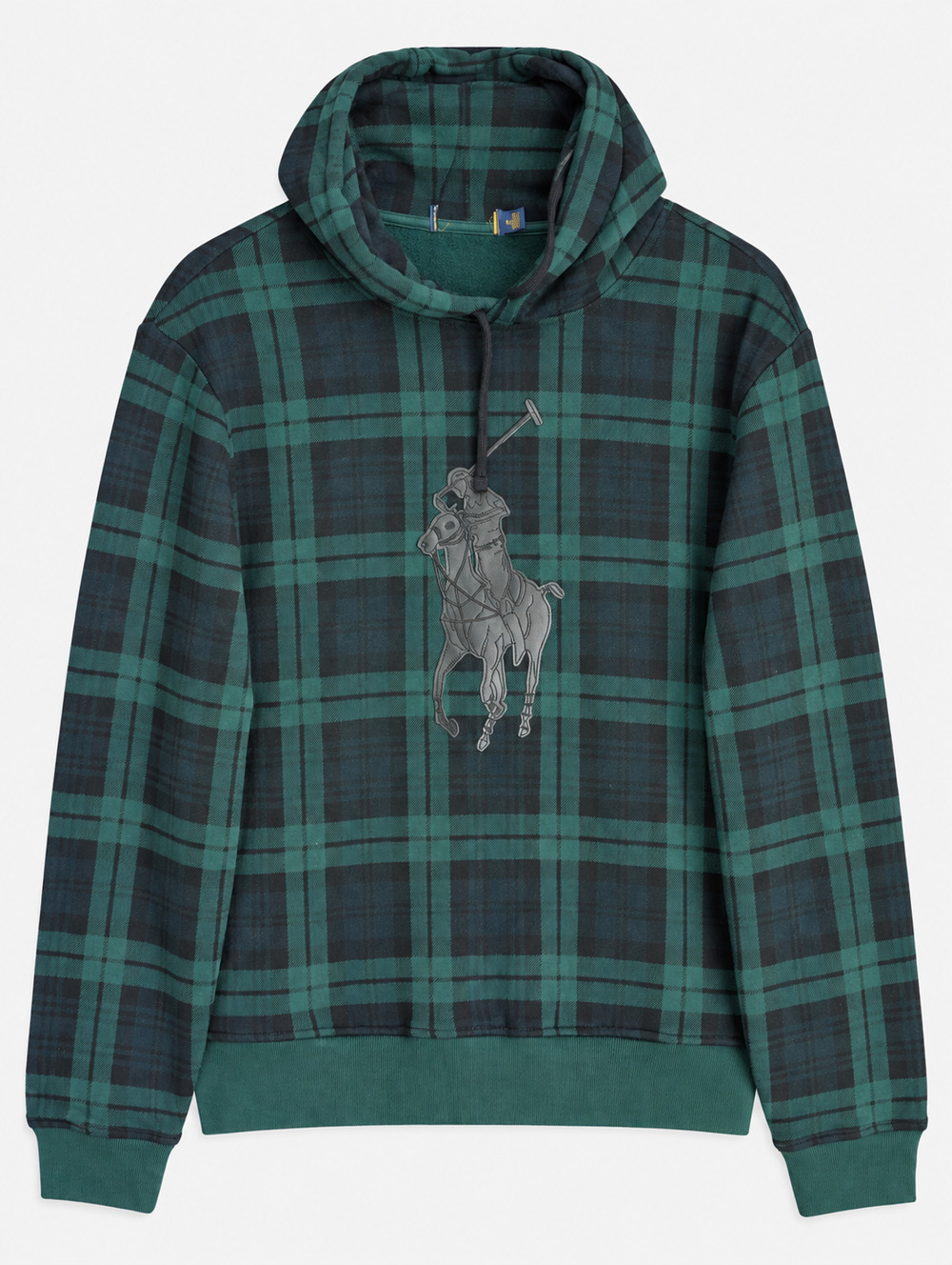 Polo Ralph Lauren Big Pony Plaid Hoodie Mens M Green Pullover NWOT
